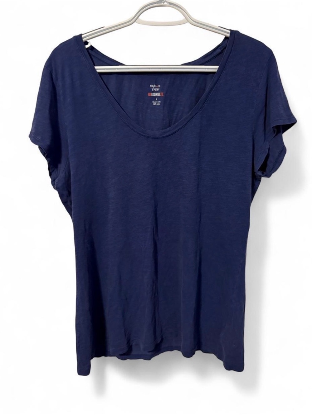 Style & Co Sport The Essential Tee Blue Size L Scoop Neck Short Sleeve T-Shirt